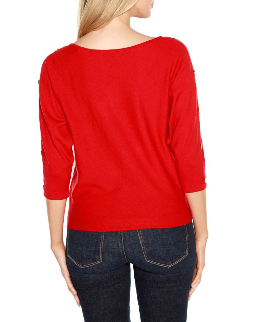 Rivet-Trim Dolman-Sleeve Sweater