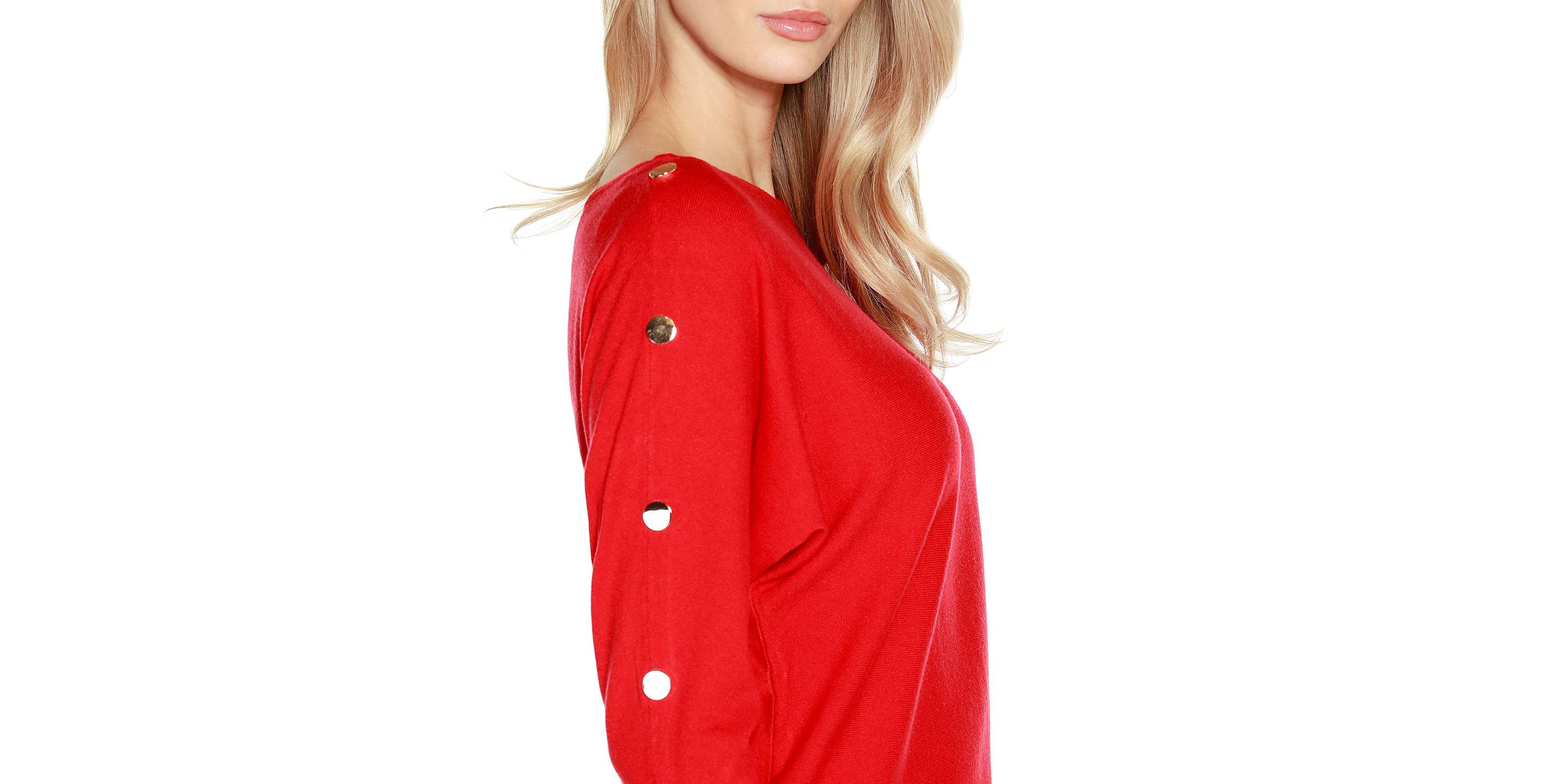 Rivet-Trim Dolman-Sleeve Sweater