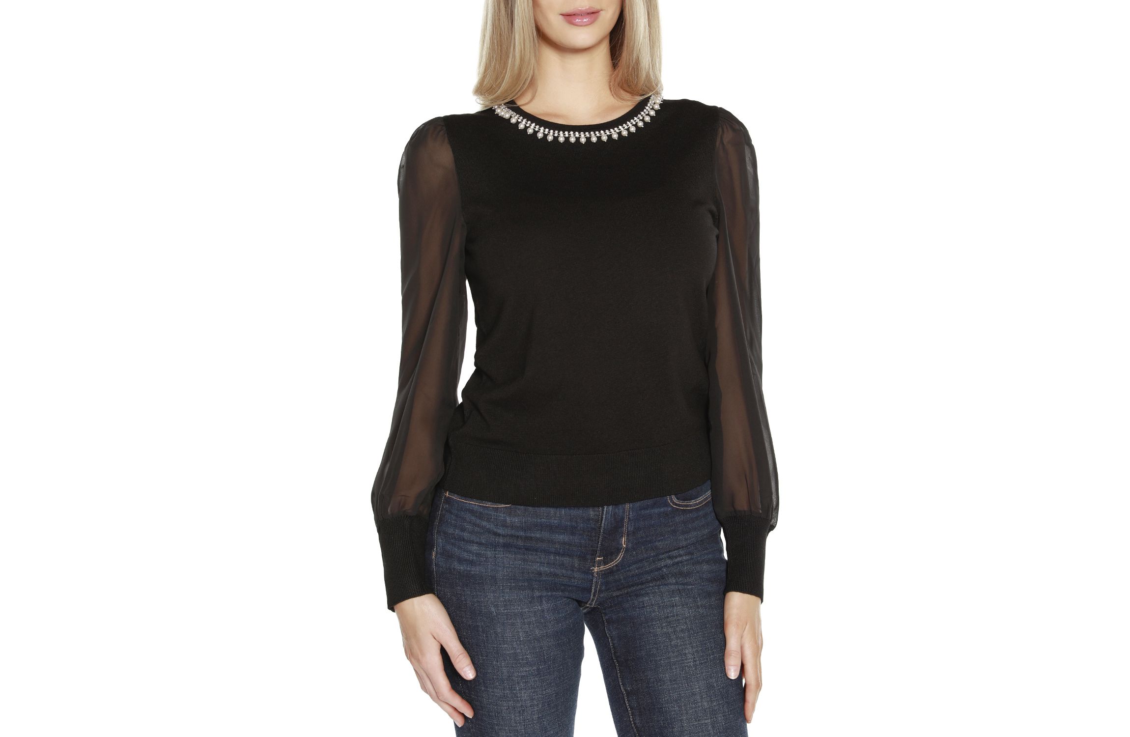 Embellished Neckline Sweater