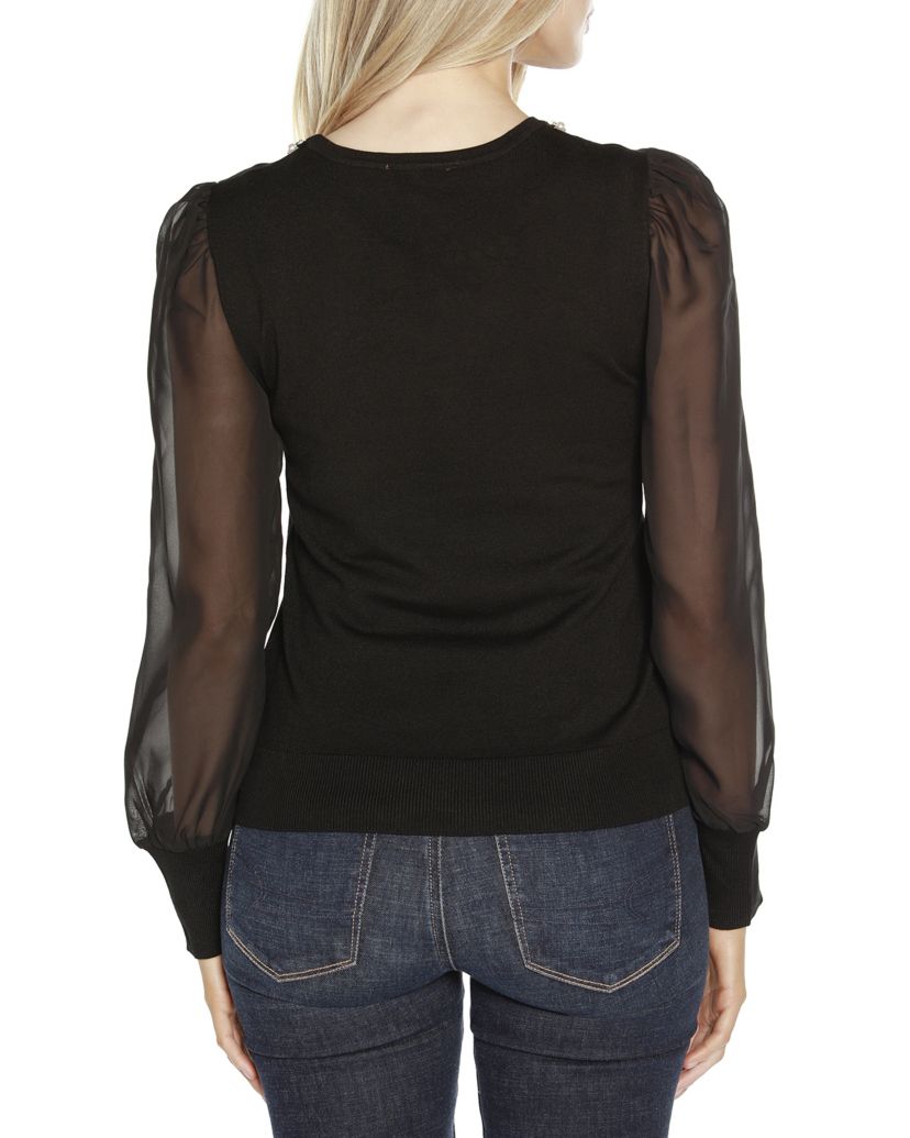 Embellished Neckline Sweater