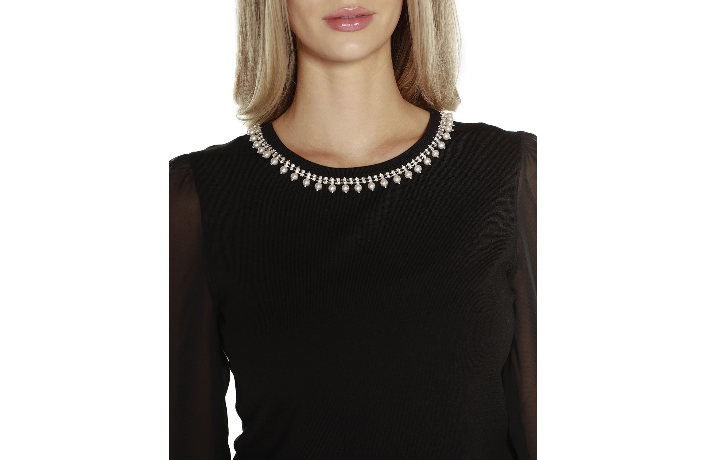 Embellished Neckline Sweater