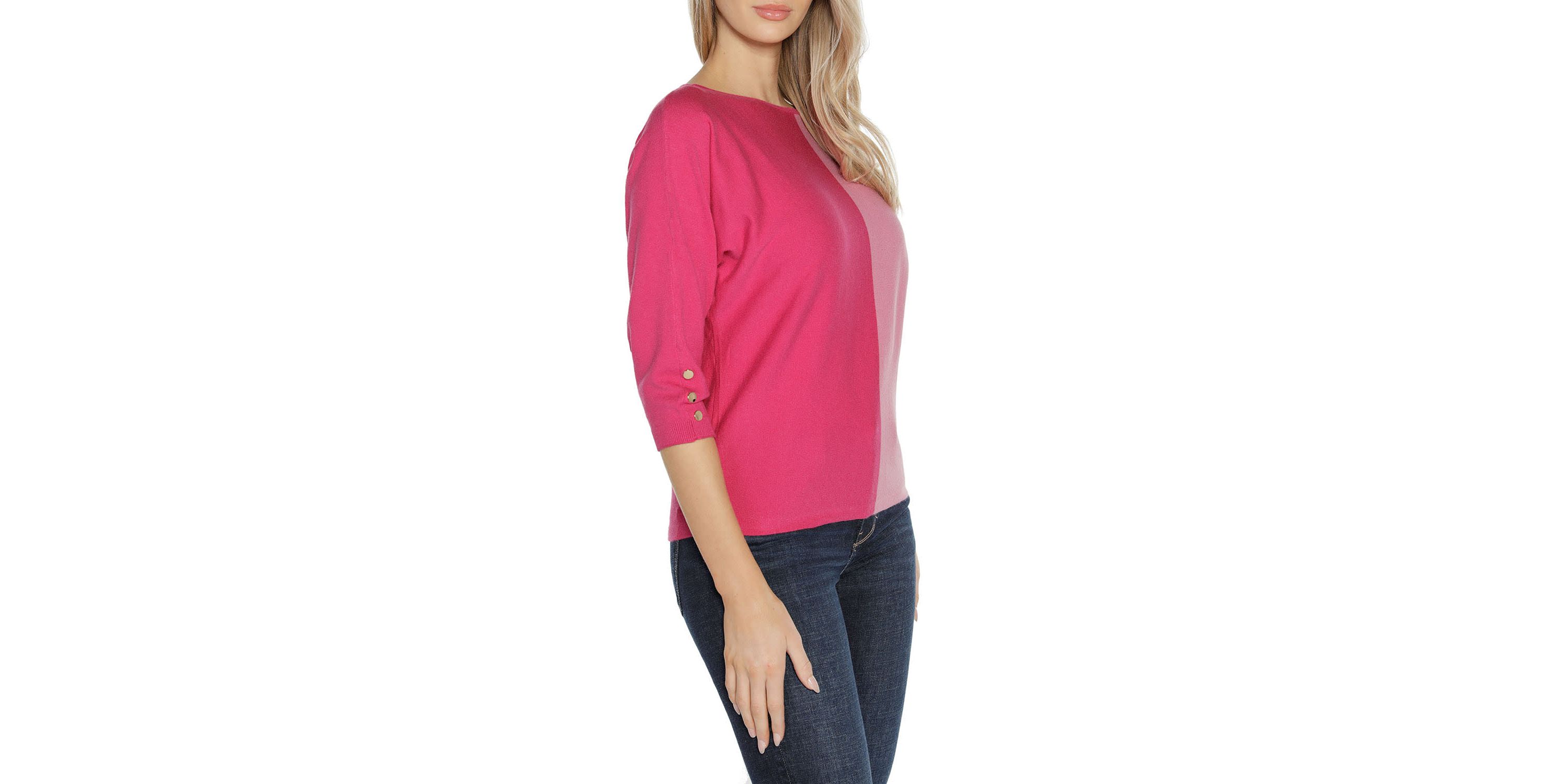 Colorblock 3/4-Sleeve Dolman Sweater