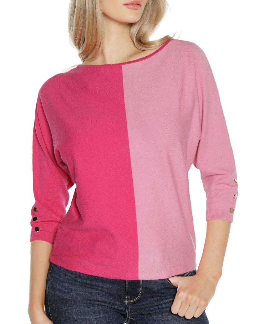 Colorblock 3/4-Sleeve Dolman Sweater