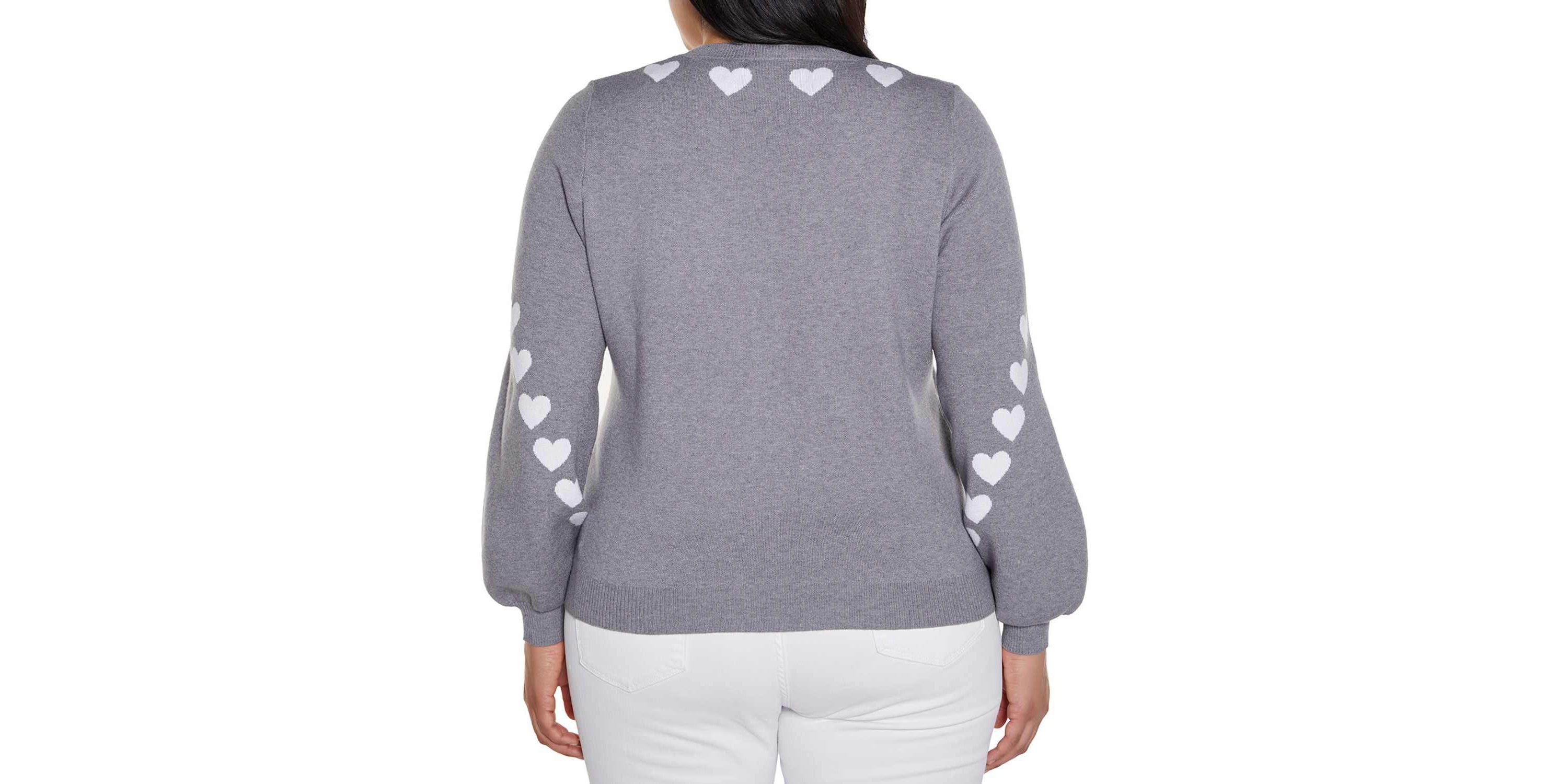 Plus Size Heart Jacquard Cardigan Sweater
