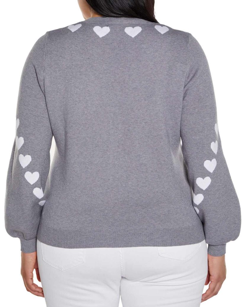 Plus Size Heart Jacquard Cardigan Sweater