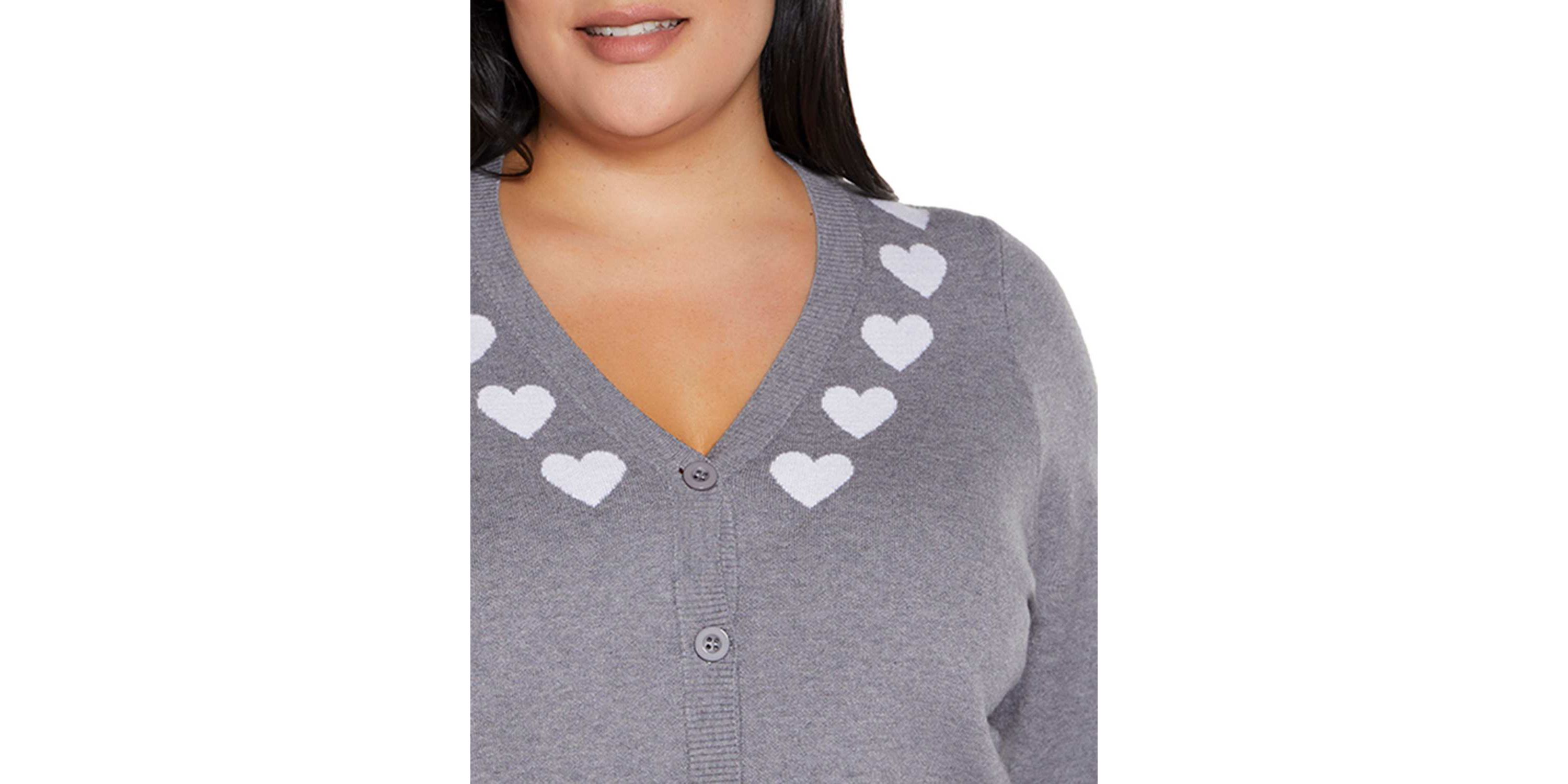 Plus Size Heart Jacquard Cardigan Sweater