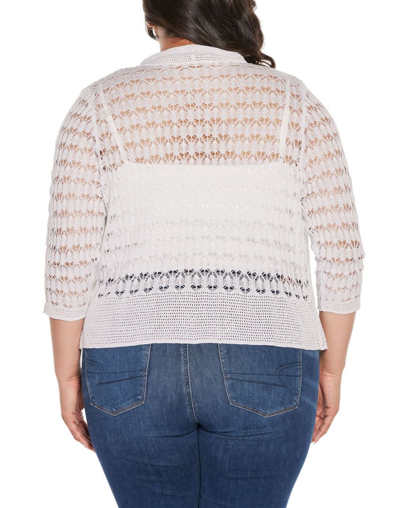 Plus Size Pointelle Stich Flowy Open Cardigan