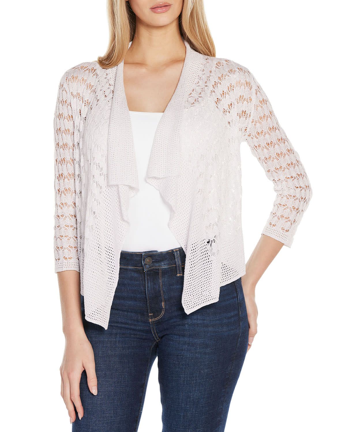 Pointelle Stich Flowy Open Cardigan