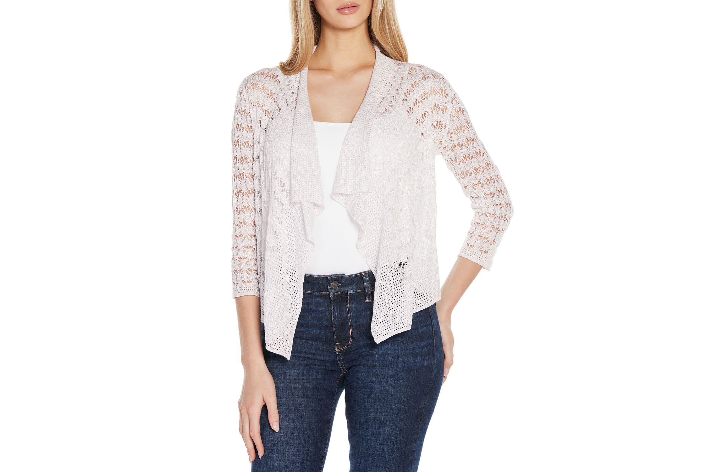 Pointelle Stich Flowy Open Cardigan