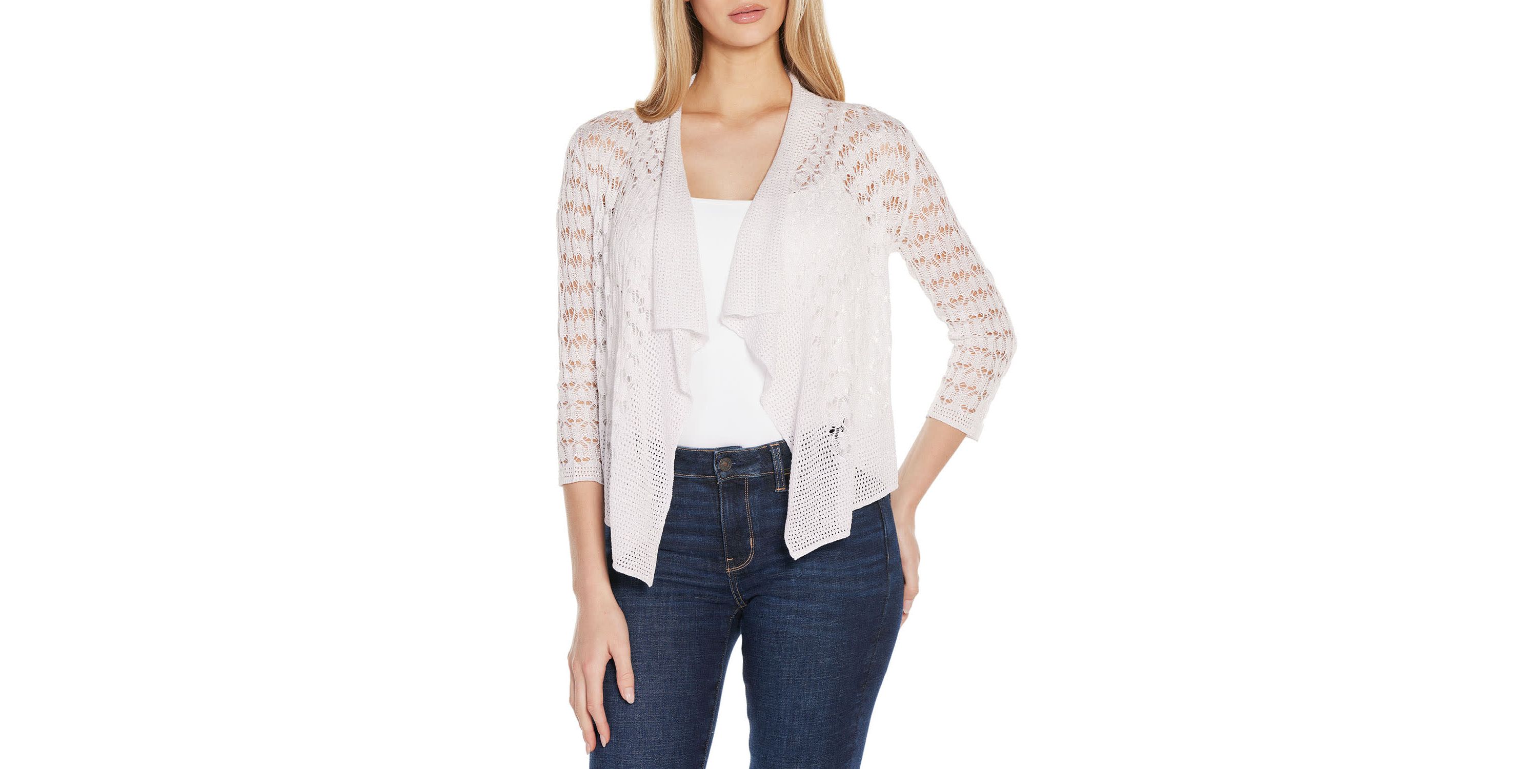 Pointelle Stich Flowy Open Cardigan
