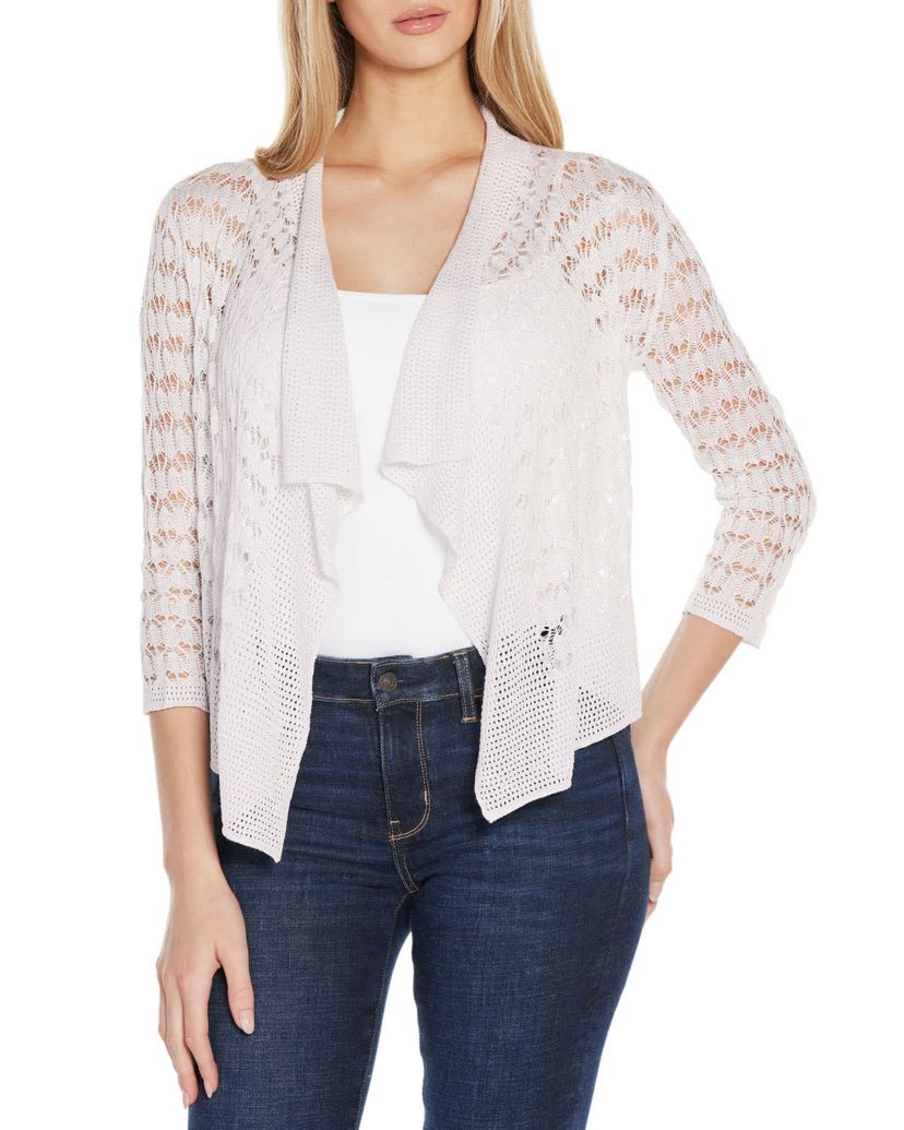 Pointelle Stich Flowy Open Cardigan