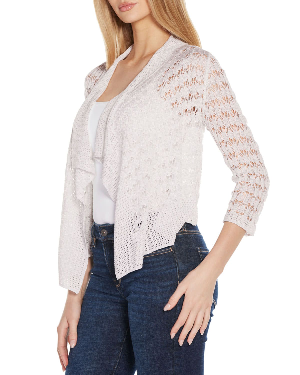 Pointelle Stich Flowy Open Cardigan