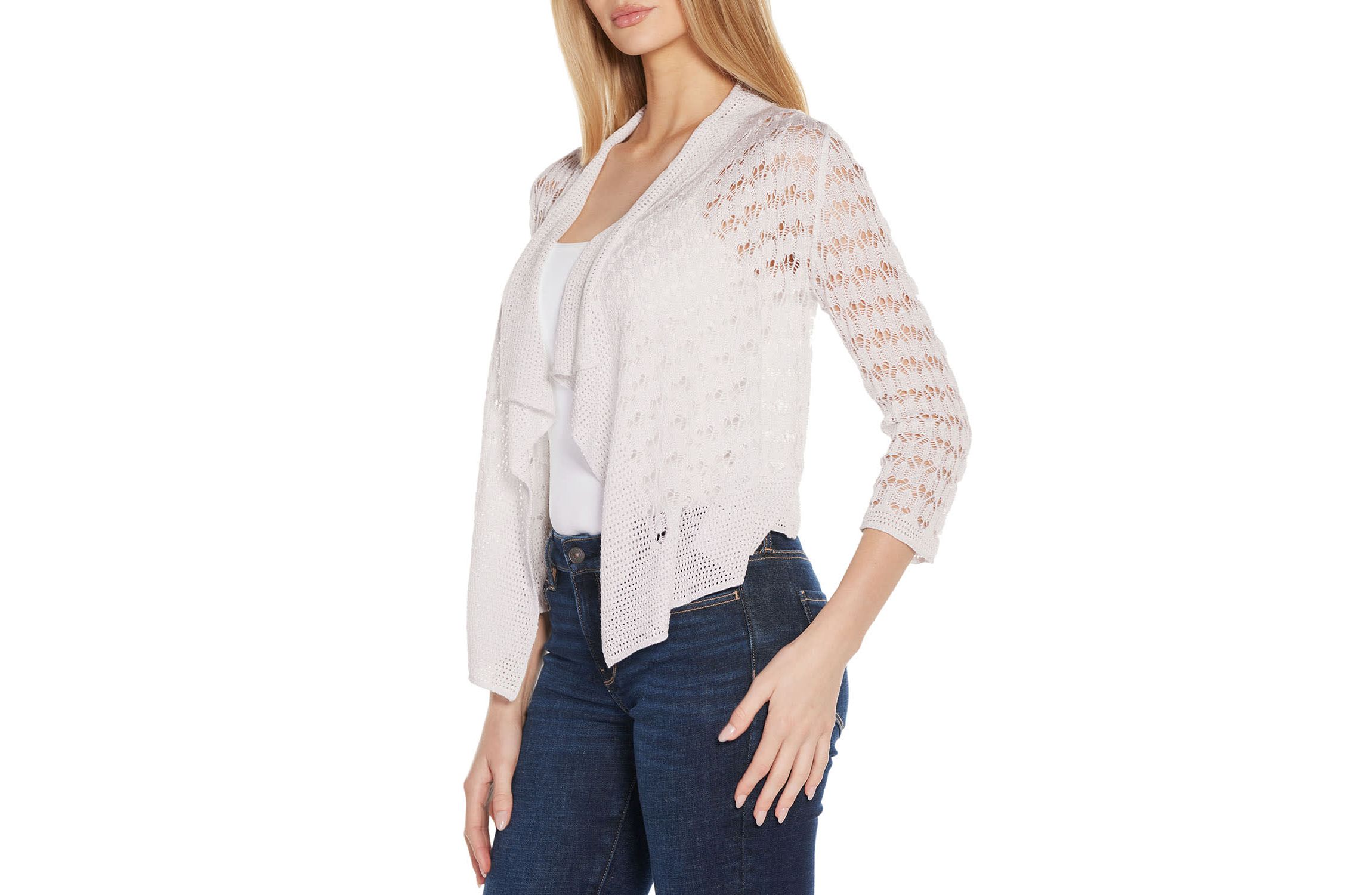 Pointelle Stich Flowy Open Cardigan