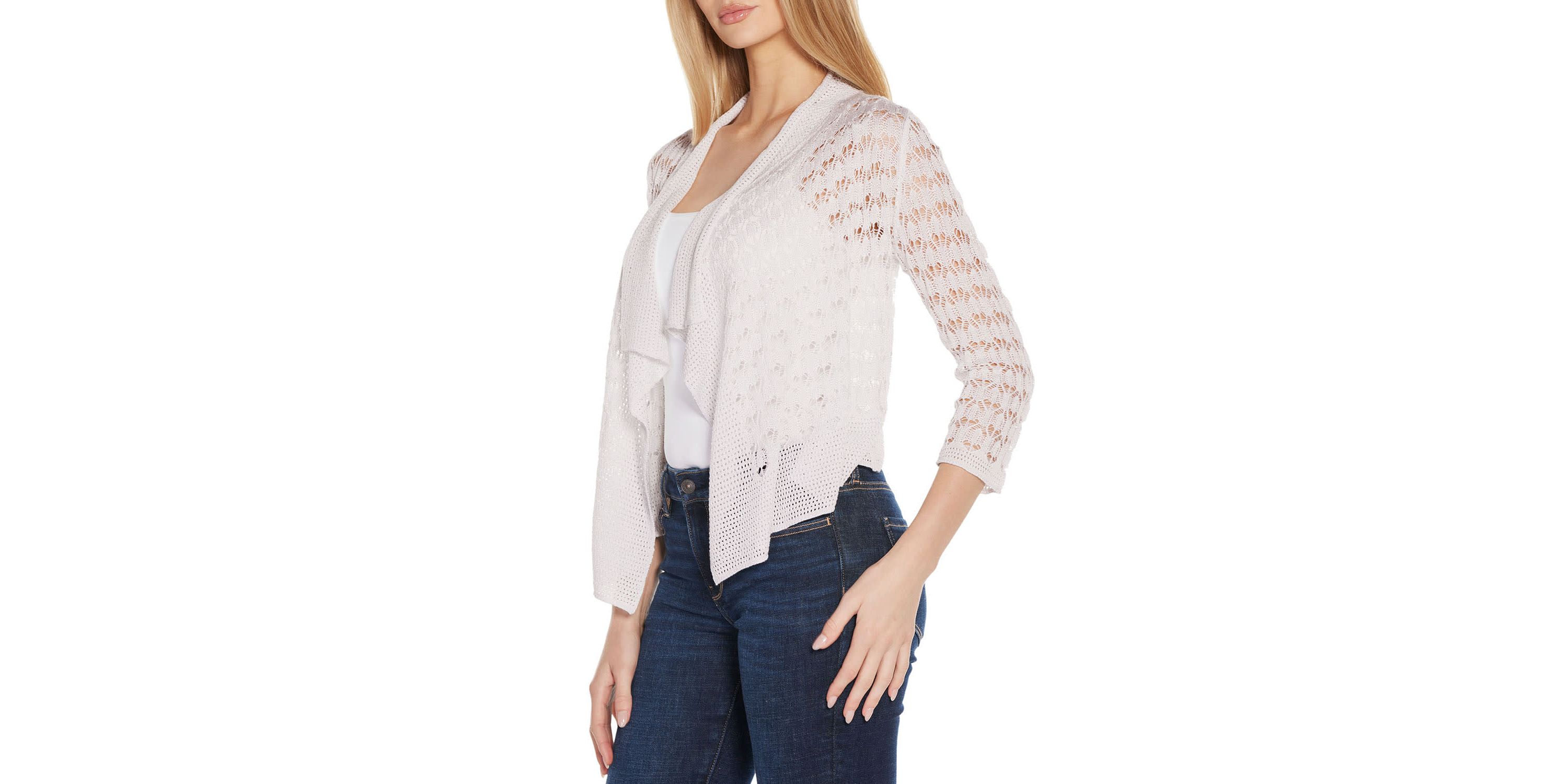 Pointelle Stich Flowy Open Cardigan