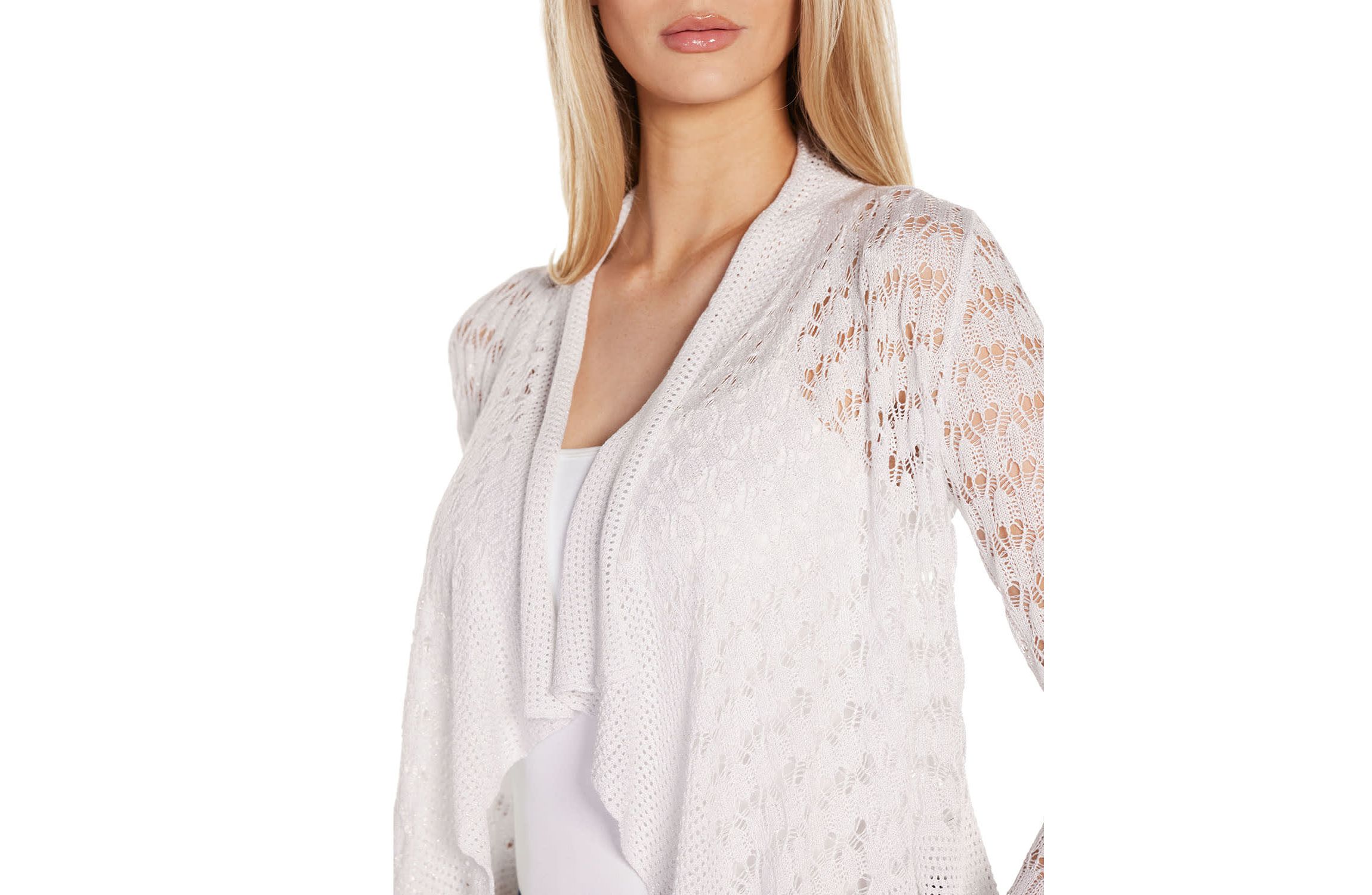Pointelle Stich Flowy Open Cardigan