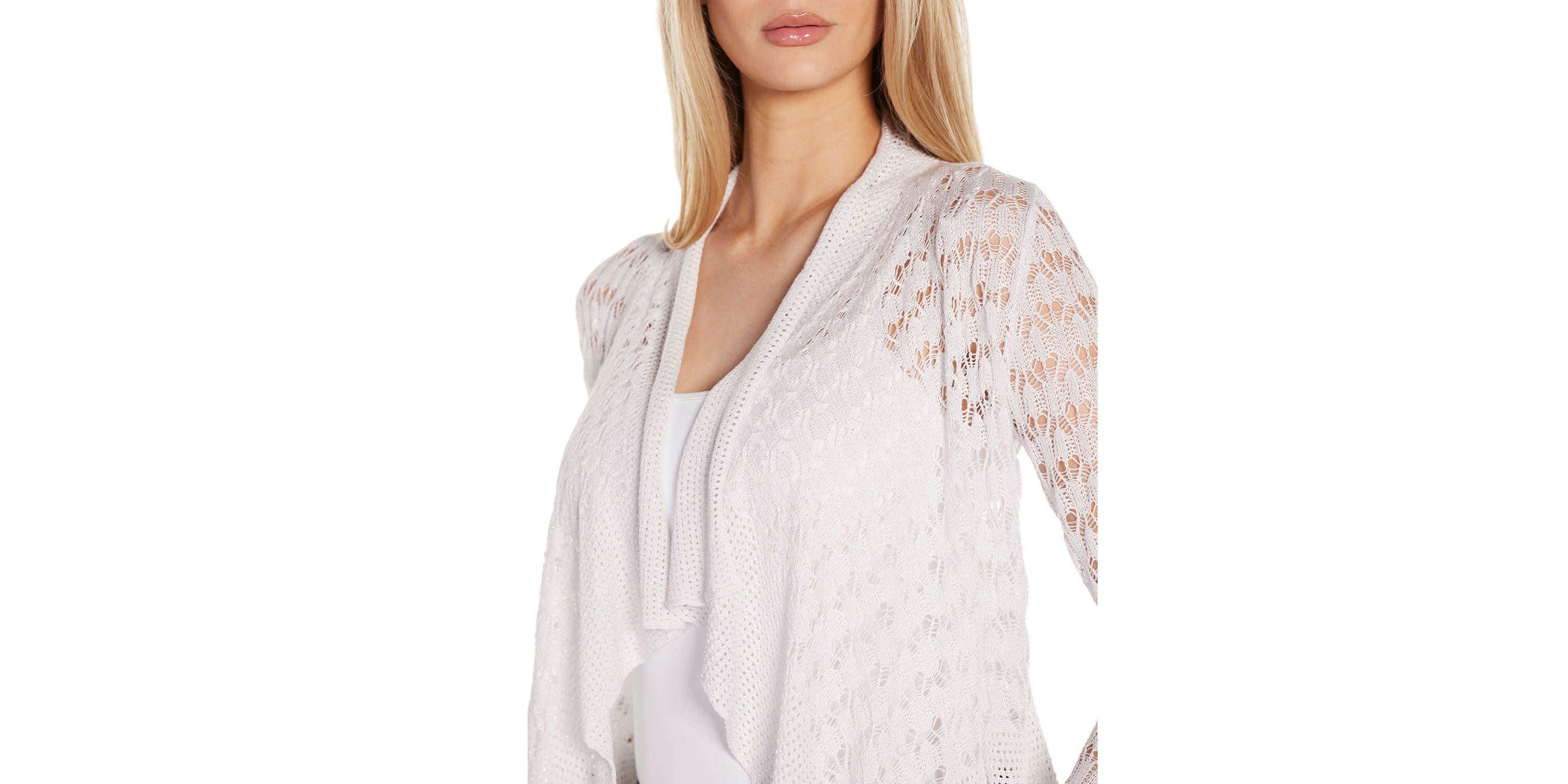 Pointelle Stich Flowy Open Cardigan