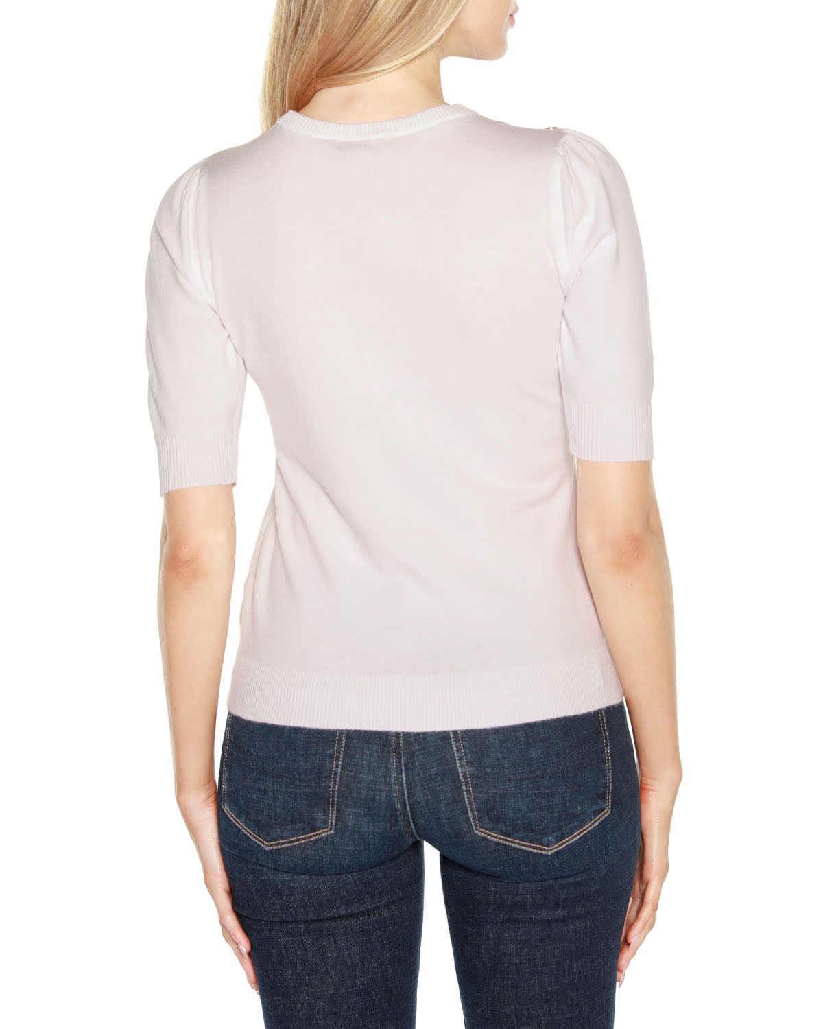 Rivet- Detail Puff-Sleeve Sweater