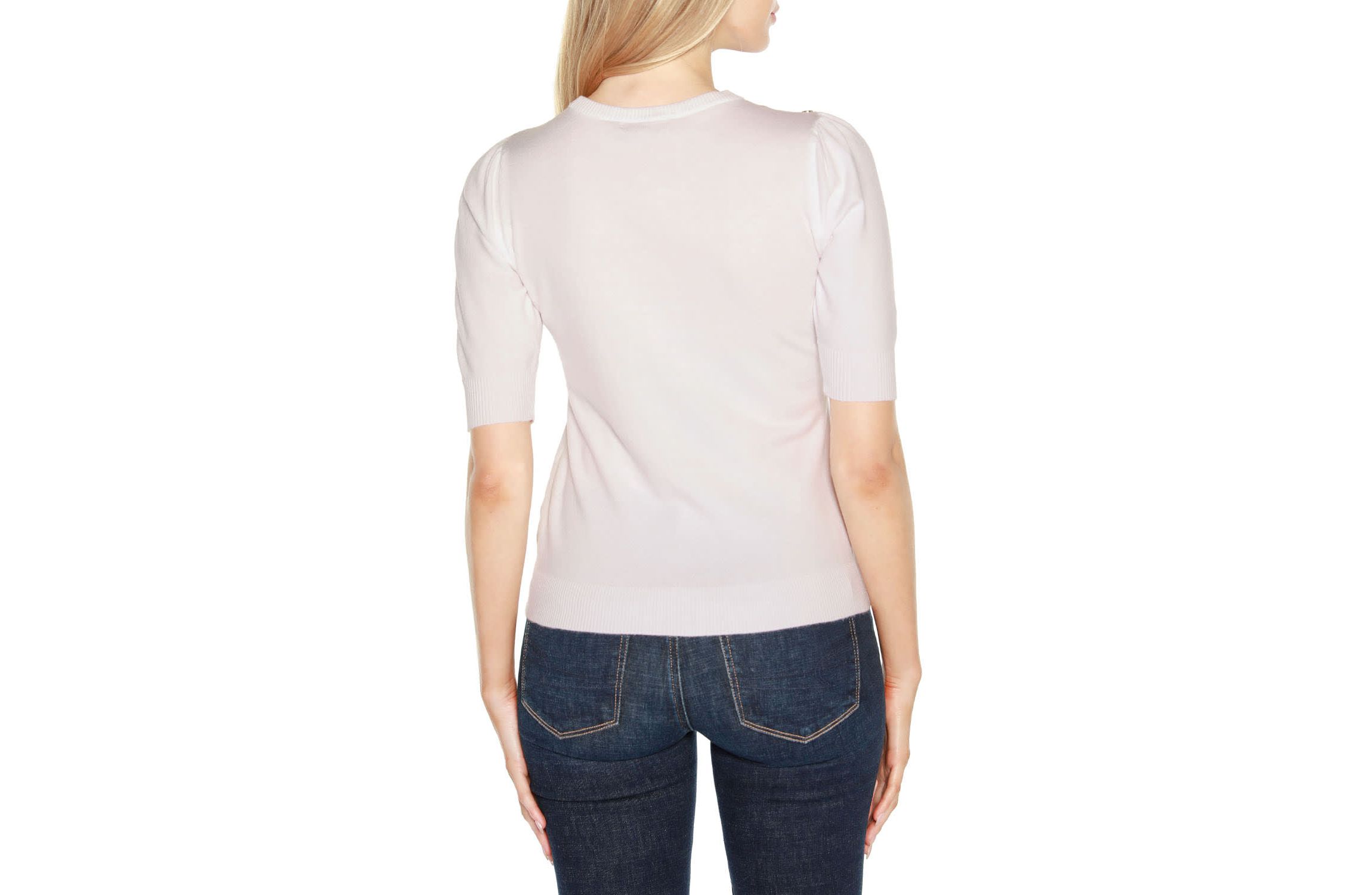 Rivet- Detail Puff-Sleeve Sweater