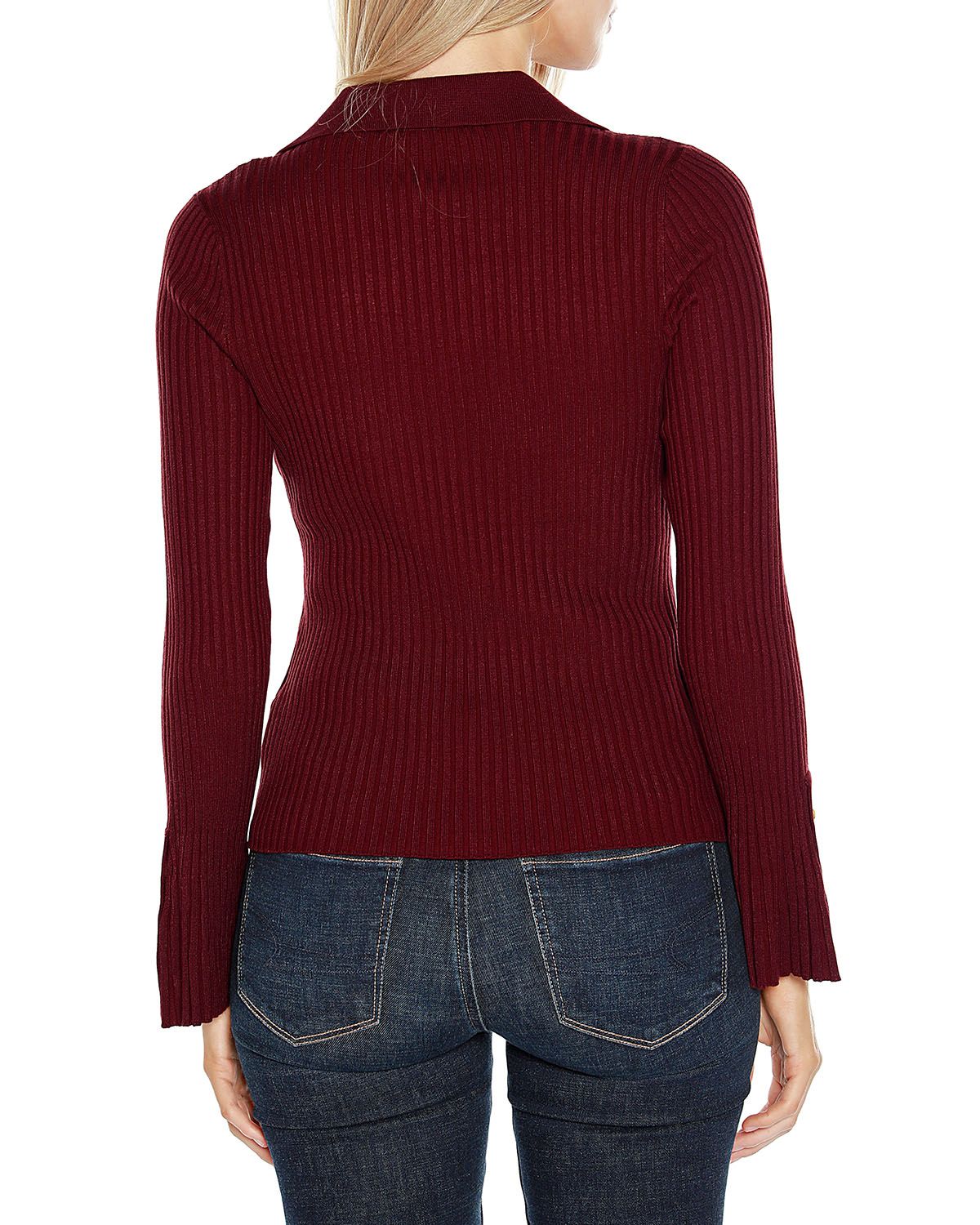 Flared Sleeve Johnny Collar Sweater