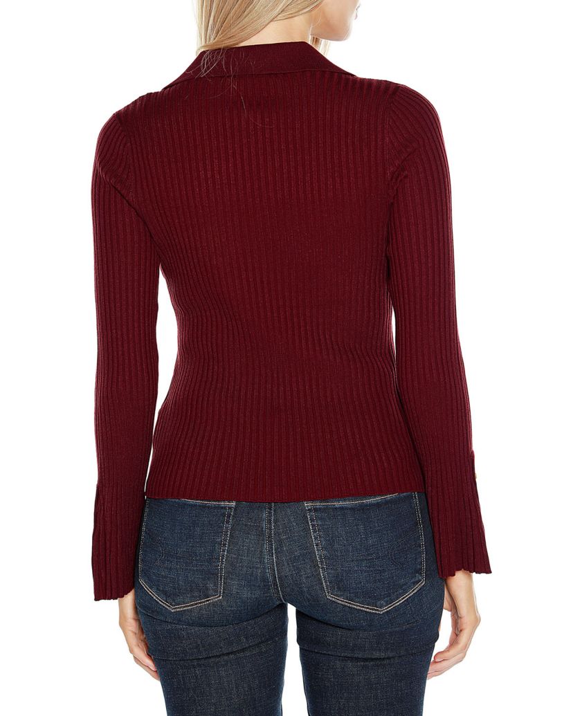 Flared Sleeve Johnny Collar Sweater