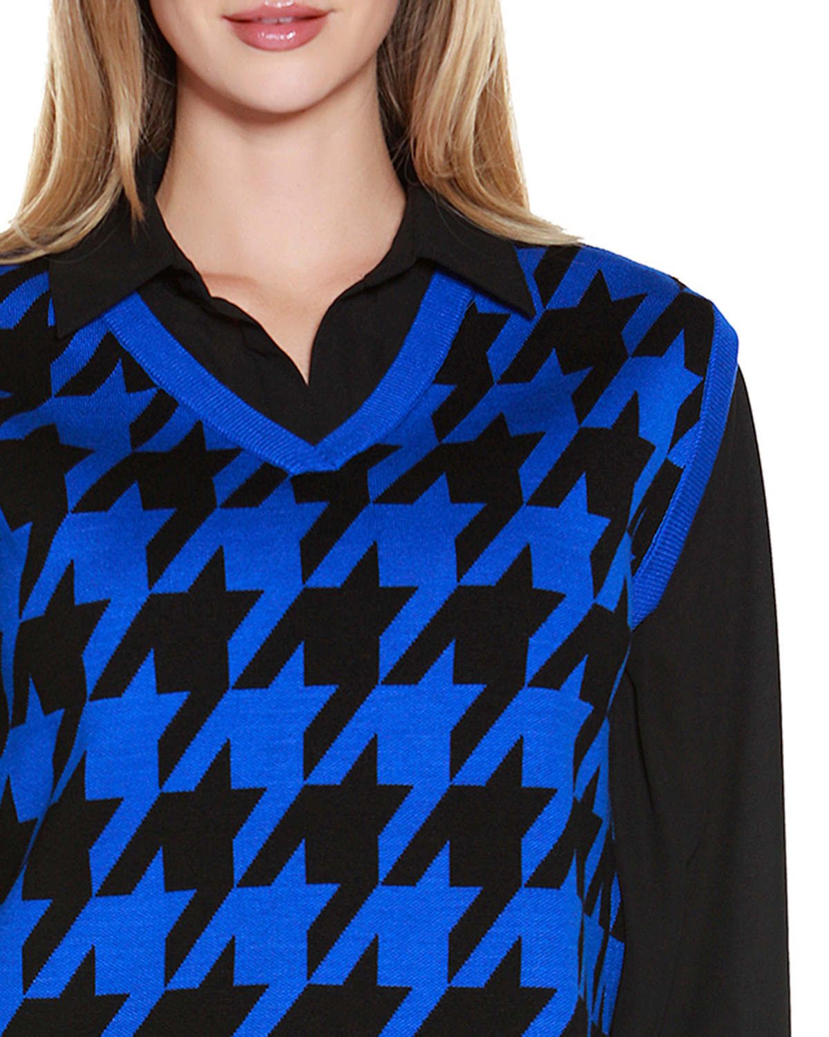 Houndstooth Twofer Sweater