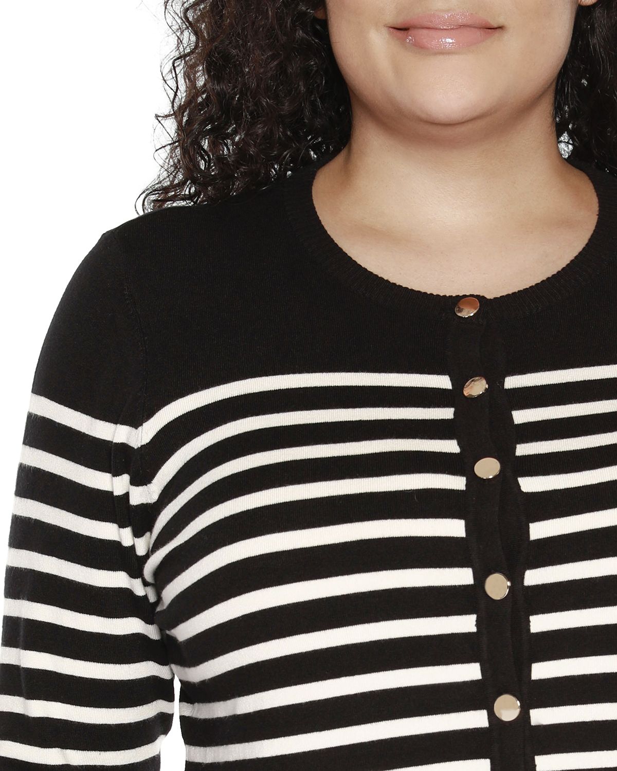 Plus Size Breton Stripe Cardigan Sweater