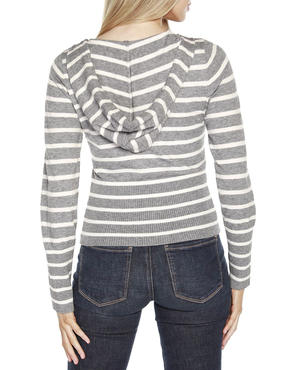 Striped Hooded Cardigan Sweater