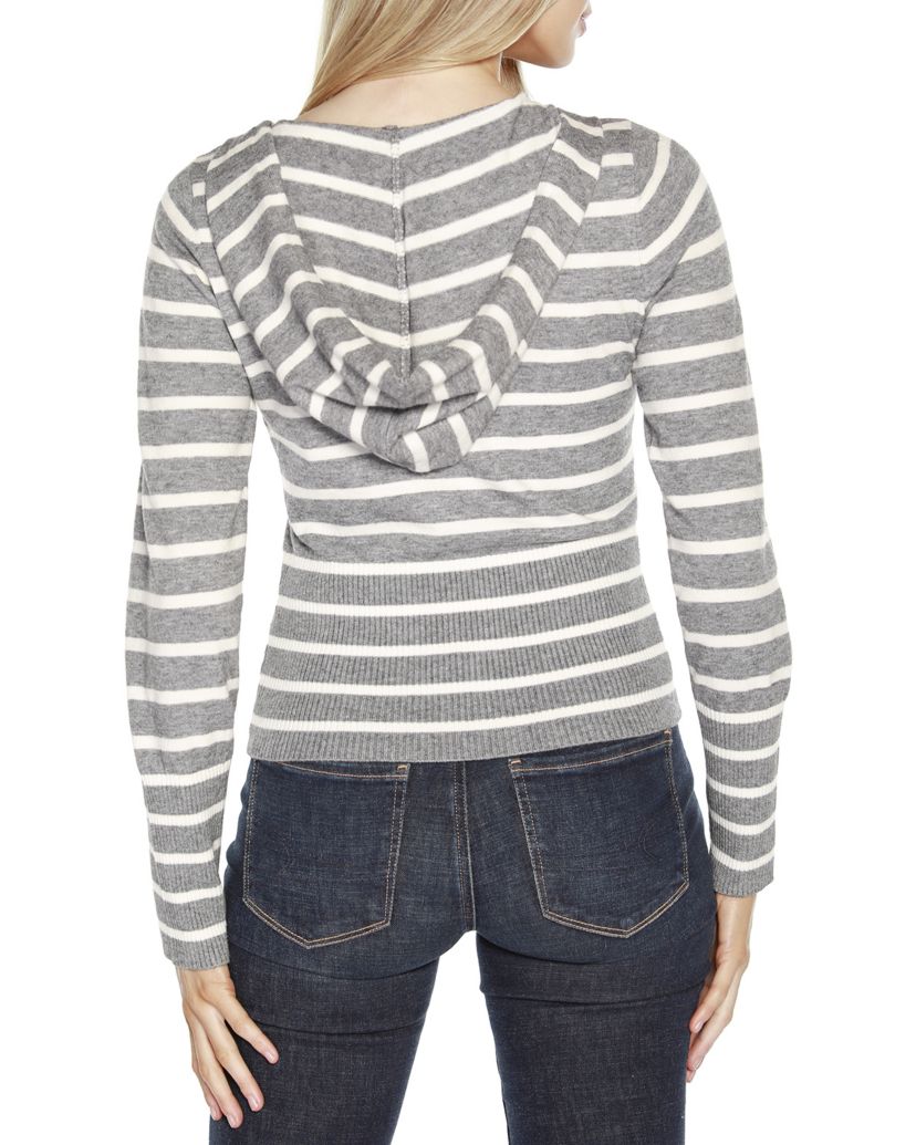 Striped Hooded Cardigan Sweater