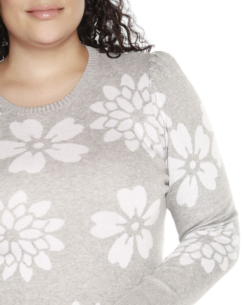 Plus Size Floral Crew Neck Sweater
