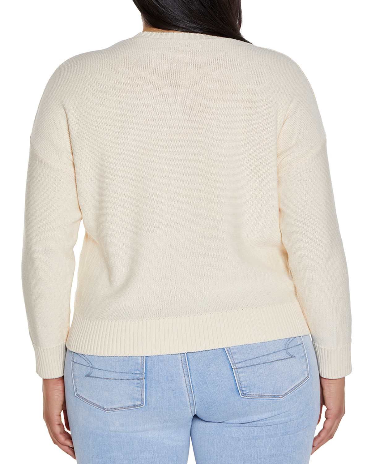 Plus Size 3-D Floral Trim Sweater