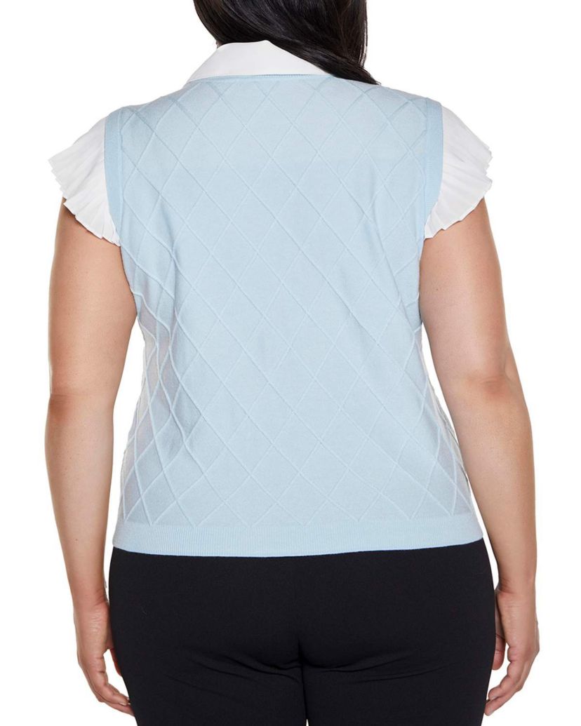 Plus Size Flutter Sleeve Two-fer Sweater