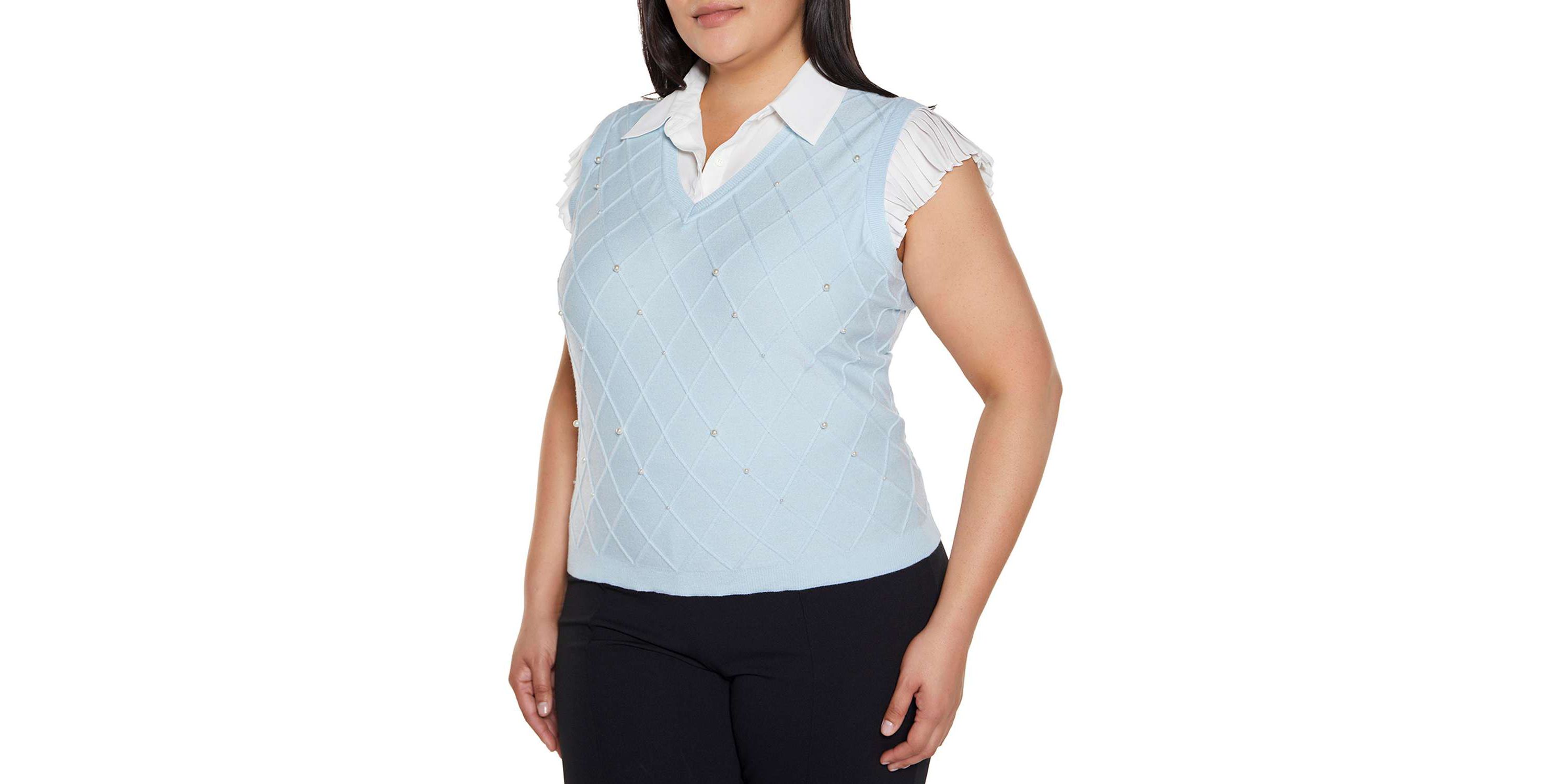 Plus Size Flutter Sleeve Two-fer Sweater