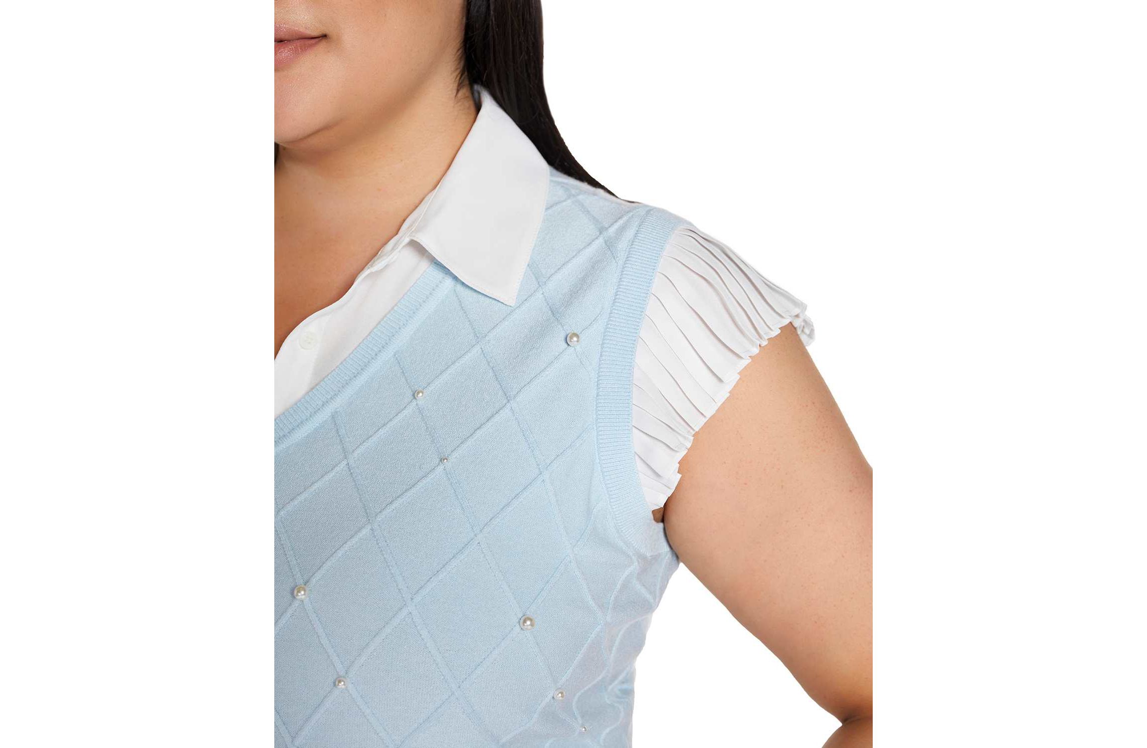 Plus Size Flutter Sleeve Two-fer Sweater