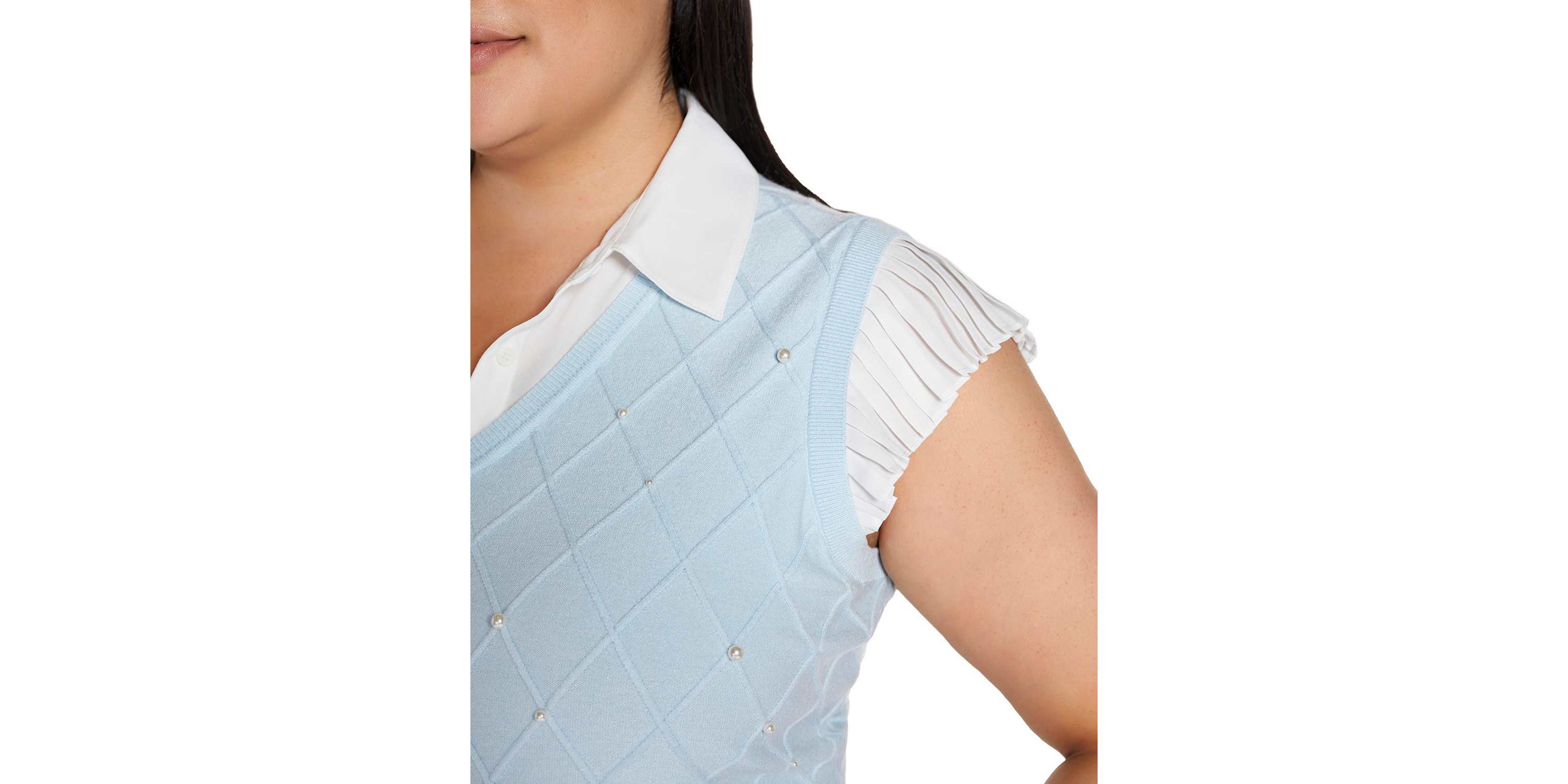 Plus Size Flutter Sleeve Two-fer Sweater