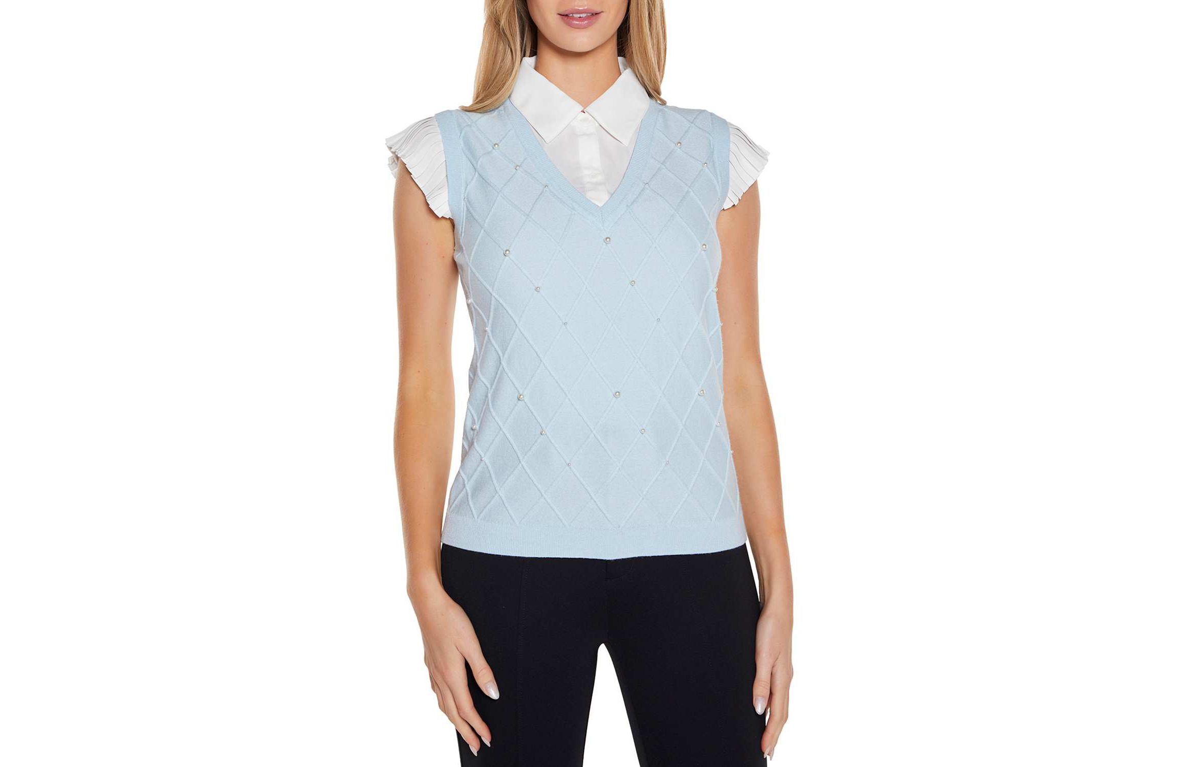 Flutter Sleeve Two-fer Sweater