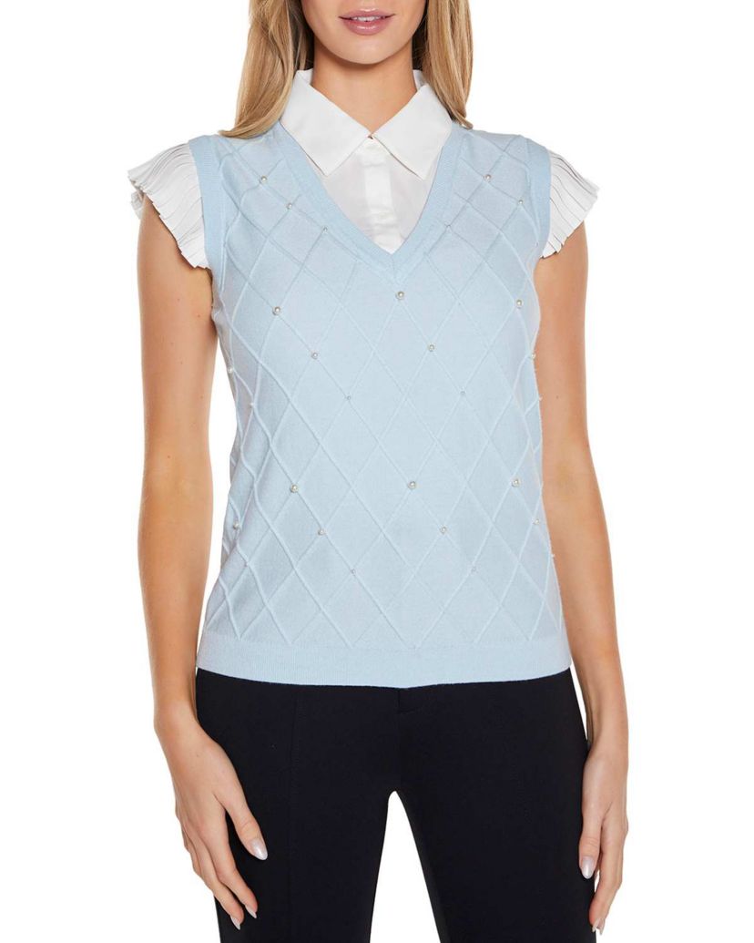 Flutter Sleeve Two-fer Sweater