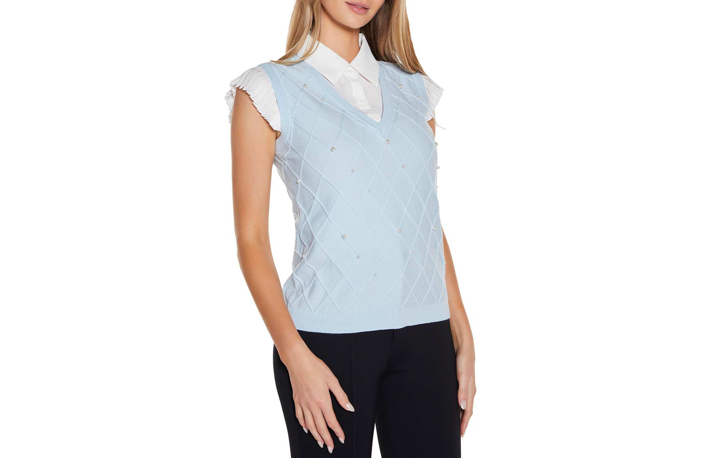 Flutter Sleeve Two-fer Sweater
