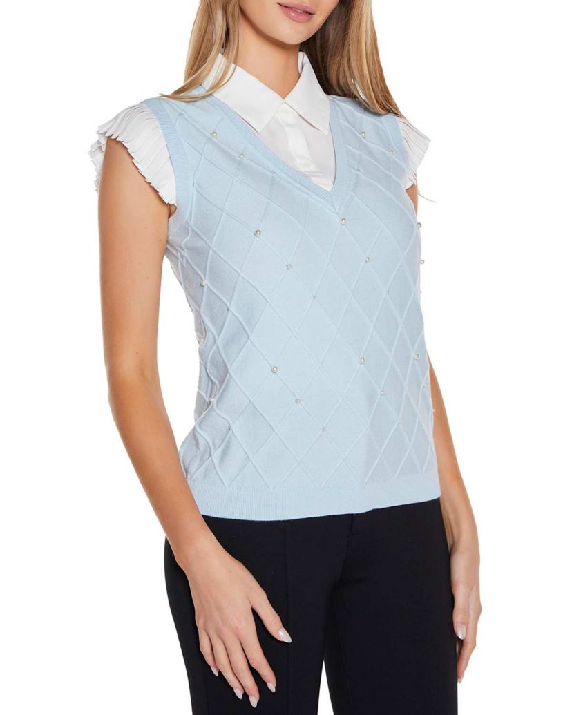 Flutter Sleeve Two-fer Sweater