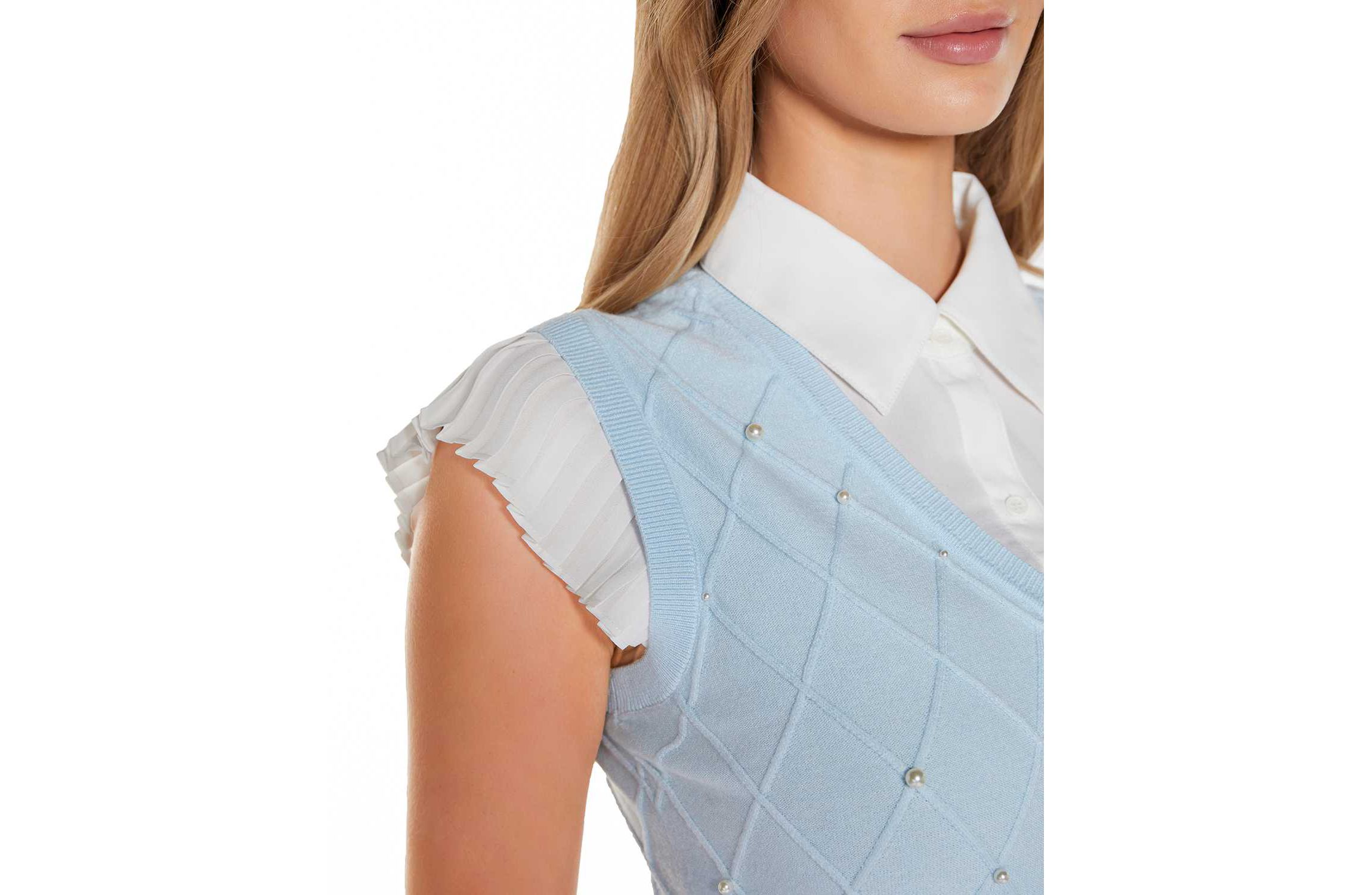 Flutter Sleeve Two-fer Sweater