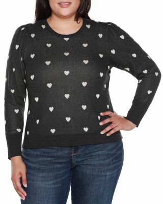 Belldini Women's Plus Size Tiny Hearts Sweater