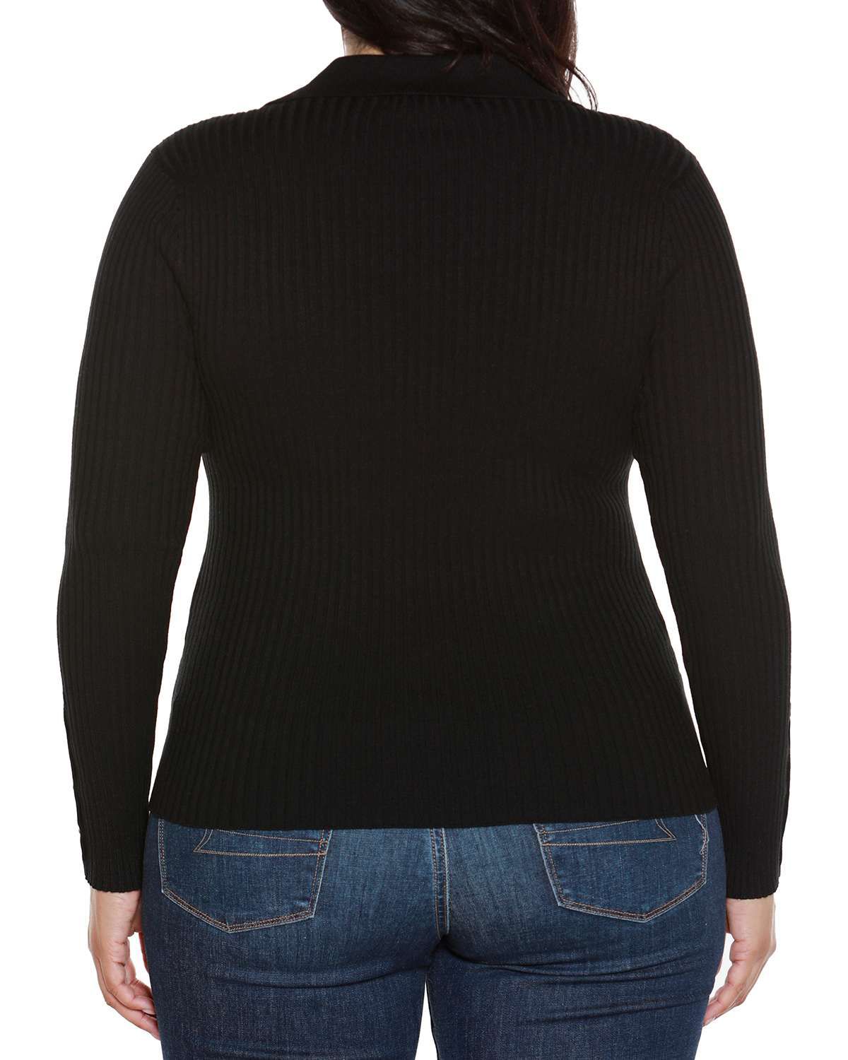 Plus Size Long Sleeve Johnny Collar Sweater
