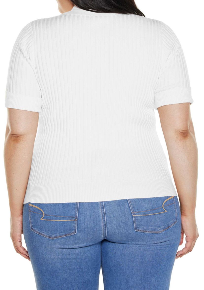Belldini Plus Size Collared Quarter-Zip Ribbed-Knit Sweater | Belk