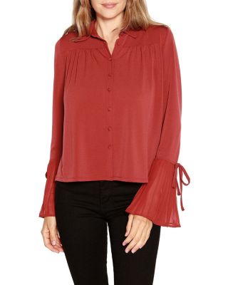 Belldini Black Label Women's Bell-Sleeve Button-Front Top