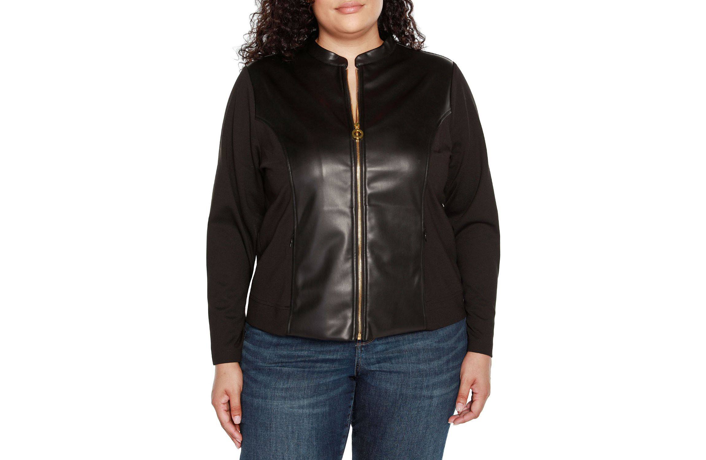 Belldini Black Label Plus Size Faux-Leather Moto Jacket | Belk