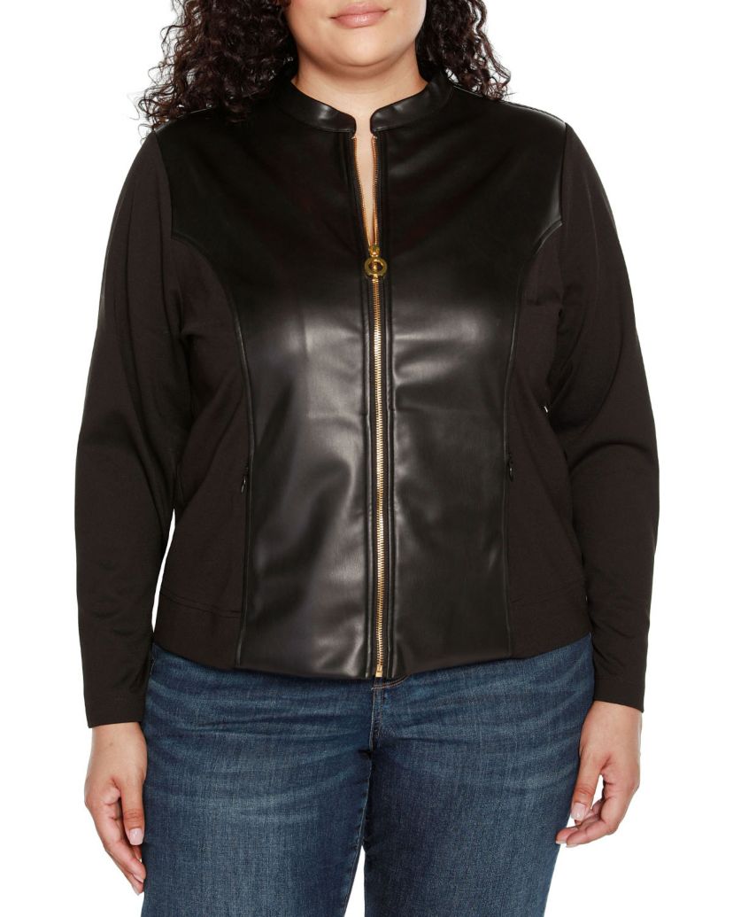 Plus Size Faux-Leather Moto Jacket