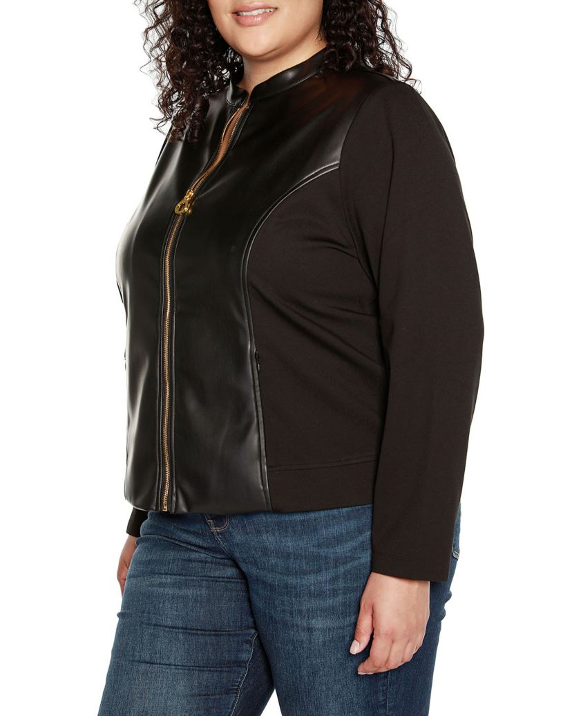 Plus Size Faux-Leather Moto Jacket