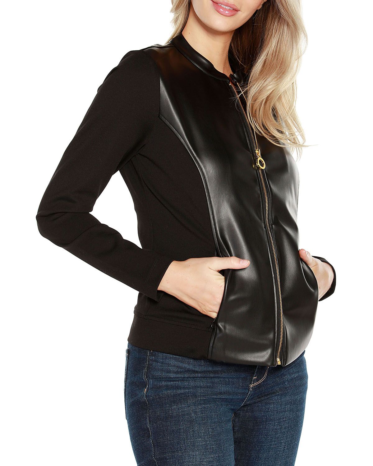 Faux-Leather Moto Jacket