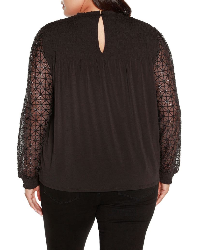 Plus Size Sequin Embellished Smocked Top