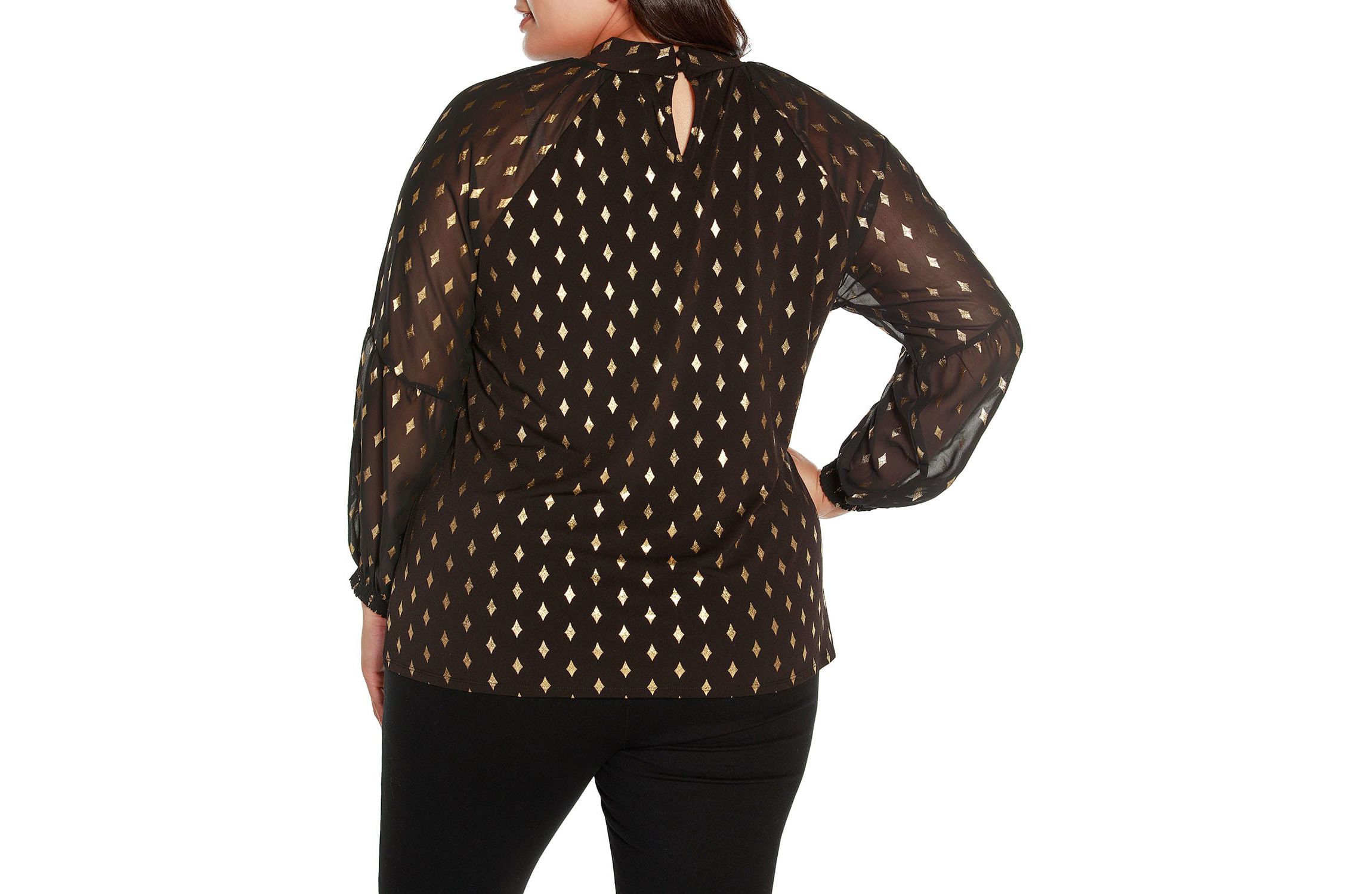 Plus Size Foil Printed Mock Neck Top