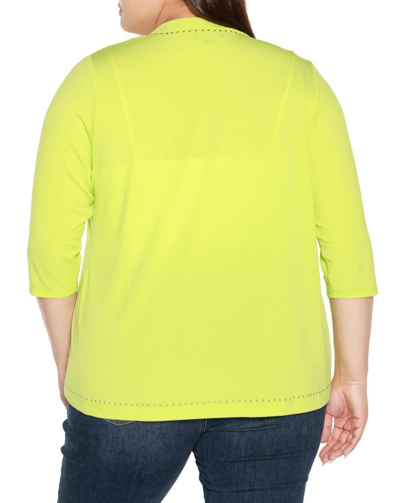 Plus Size Embellished Open-Front Knit Cardigan